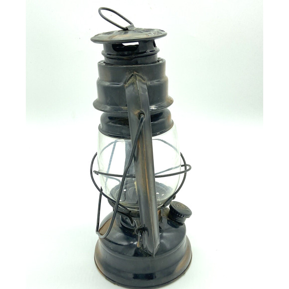 Vintage metal Oil Lantern 10" tall HM102 Copper Black Paraffin Use Only - Picture 4 of 12